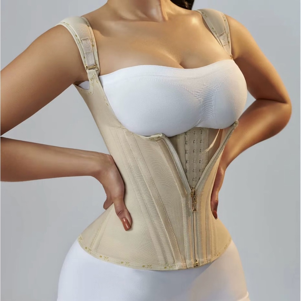 Vest Waist trainer double zíper faja adjustable shoulder strap back support